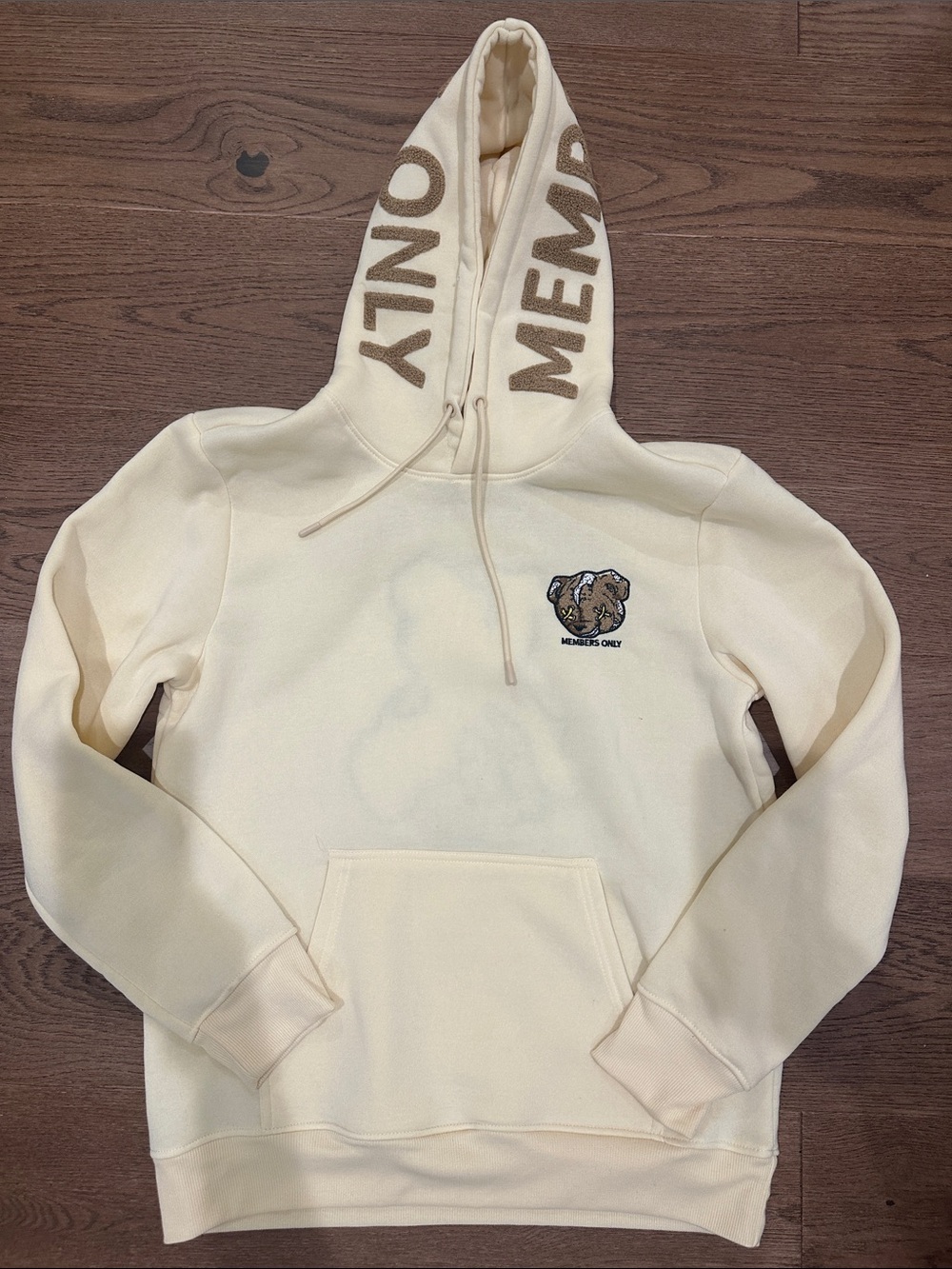 Cream Members Only Embroidered Dog Logo Hoodie